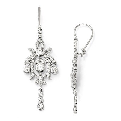 Cheryl M Chandelier Kidney Wire Earrings Sterling Silver Cubic Zirconia QCM108, MPN: QCM108, 191101…