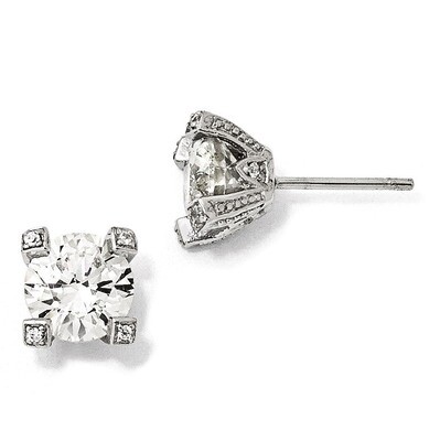 Cheryl M 8mm Cubic Zirconia Stud Earrings Sterling Silver QCM245, MPN: QCM245, 886774671987