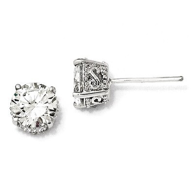 Cheryl M 6.5mm Cubic Zirconia Stud Earrings Sterling Silver QCM235, MPN: QCM235, 886774671925