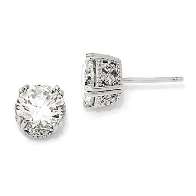 Cheryl M 8mm Cubic Zirconia Stud Earrings Sterling Silver QCM238, MPN: QCM238, 886774671956