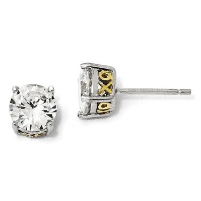 Cheryl M Gold-plated X O 6.5mm Cubic Zirconia Stud Earrings Sterling Silver QCM247, MPN: QCM247, 88…