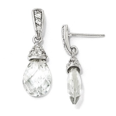 Cheryl M Teardrop Cubic Zirconia Dangle Post Earrings Sterling Silver QCM206, MPN: QCM206, 19110118…