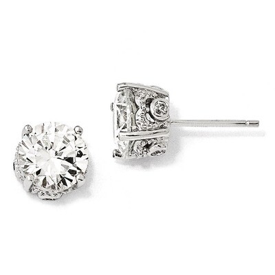 Cheryl M 8mm Cubic Zirconia Stud Earrings Sterling Silver QCM246, MPN: QCM246, 886774671994