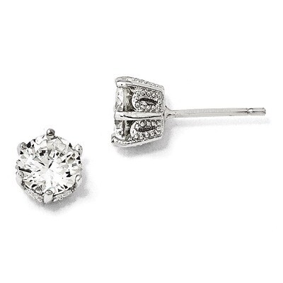 Cheryl M 6.5mm Cubic Zirconia Stud Earrings Sterling Silver QCM239, MPN: QCM239, 886774671963