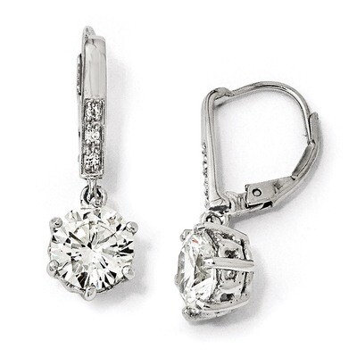 Cheryl M Leverback Earrings Sterling Silver Cubic Zirconia QCM186, MPN: QCM186, 191101185281
