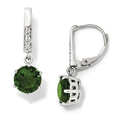 Cheryl M Emerald Leverback Earrings Sterling Silver Glass Cubic Zirconia QCM382, MPN: QCM382, 19110…