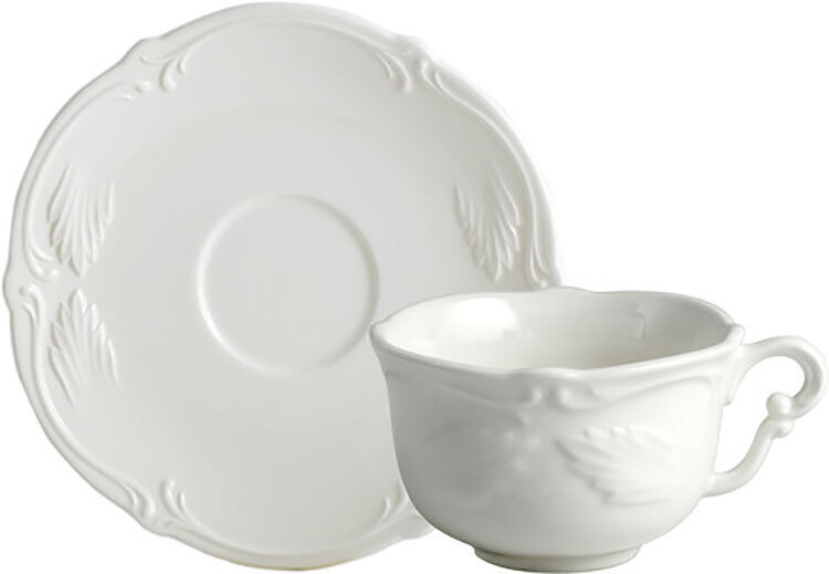 Gien Rocaille White Tea Cups &amp; Saucers 18002PTH14, MPN: 18002PTH14, 840769049380