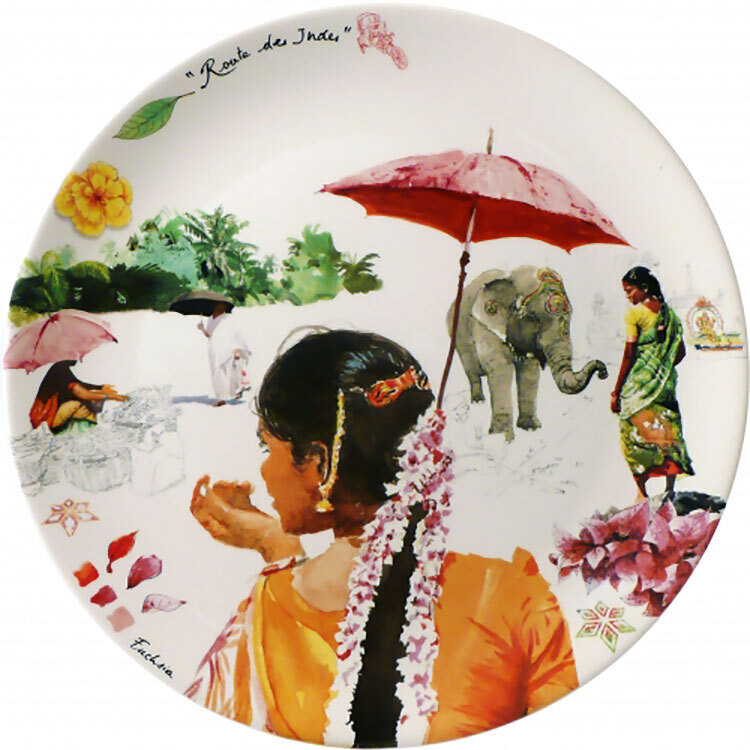 Gien Route Des Indes Cake Platter 1748BPGB03, MPN: 1748BPGB03, 840769084602