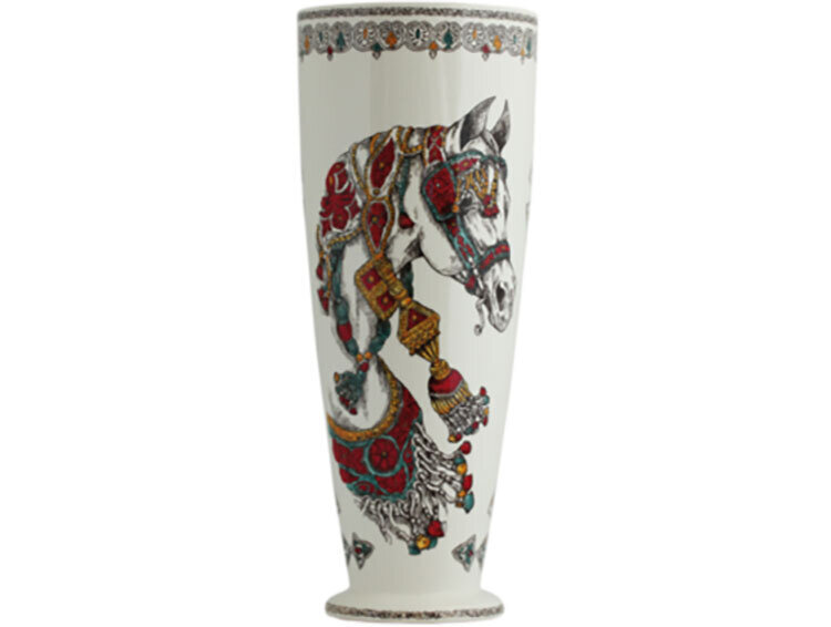 Gien Chevaux Du Vent Handpainted Vase Fuseau 1771CVFU31