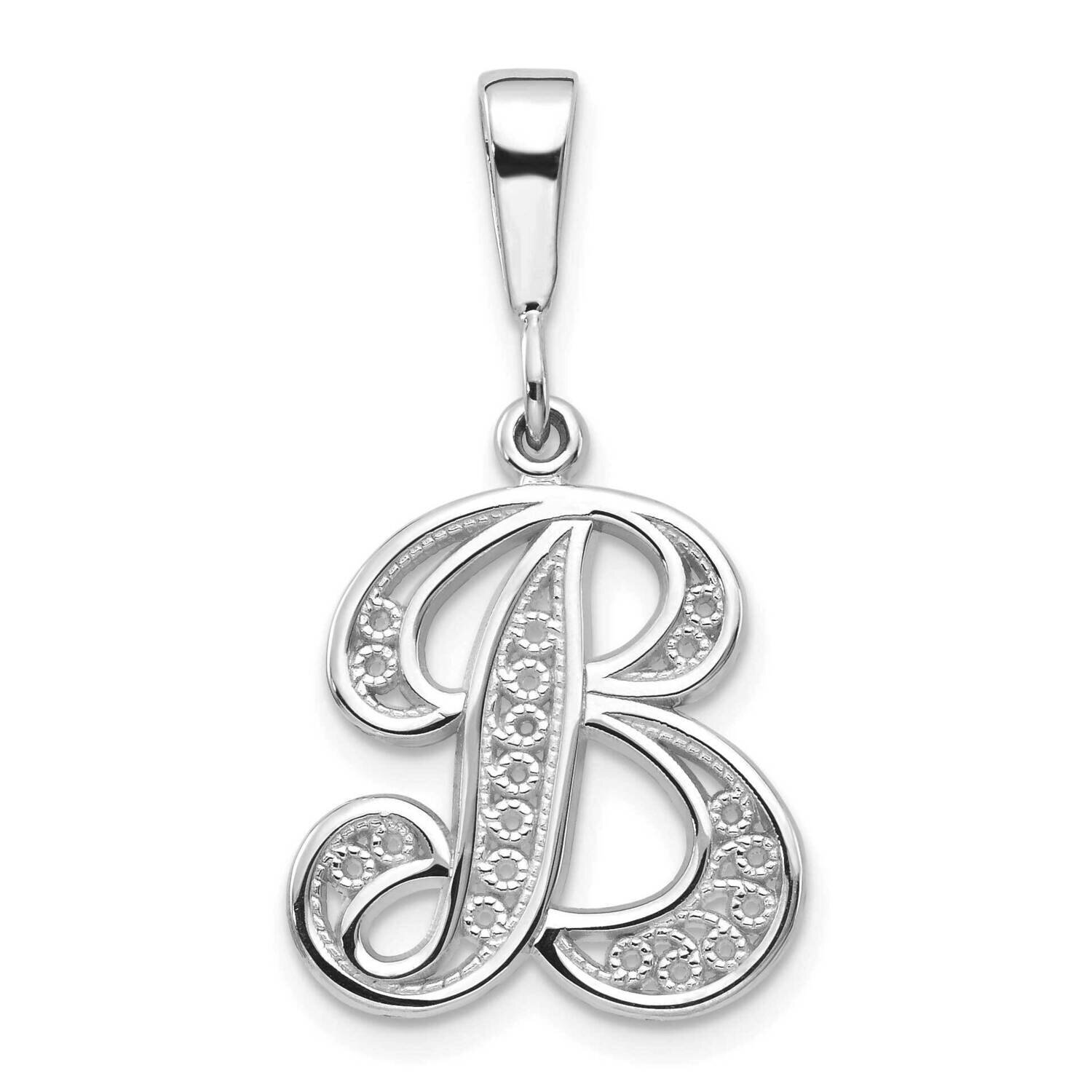 Filigree Initial B Pendant 10k White Gold 10D1281B, MPN: 10D1281B,