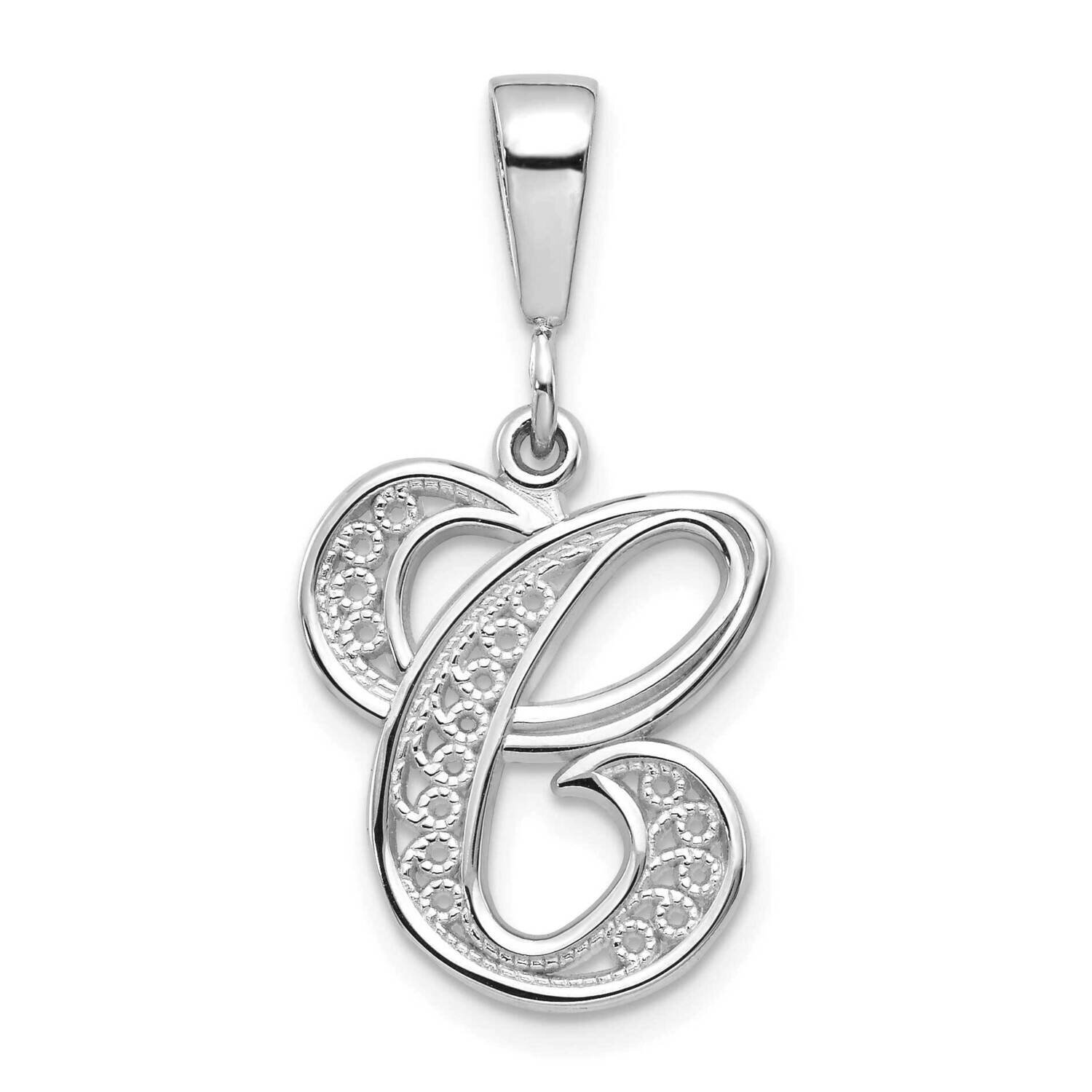 Filigree Initial C Pendant 10k White Gold 10D1281C, MPN: 10D1281C,