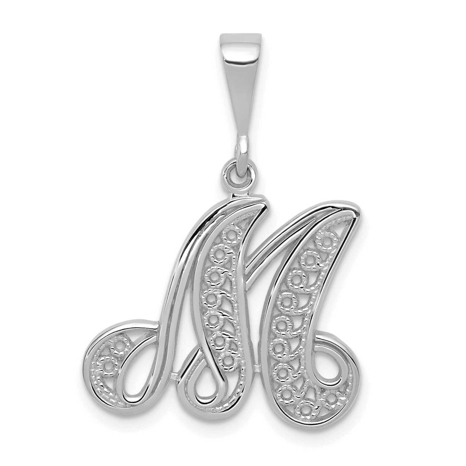 Filigree Initial M Pendant 10k White Gold 10D1281M, MPN: 10D1281M,