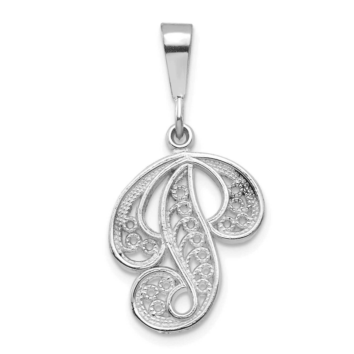 Filigree Initial P Pendant 10k White Gold 10D1281P, MPN: 10D1281P,