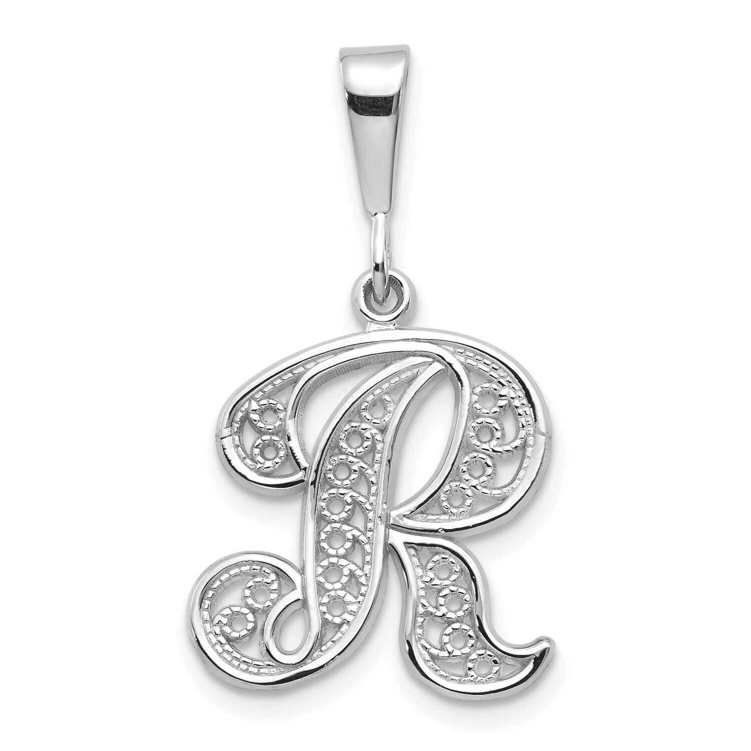Filigree Initial R Pendant 10k White Gold 10D1281R, MPN: 10D1281R,