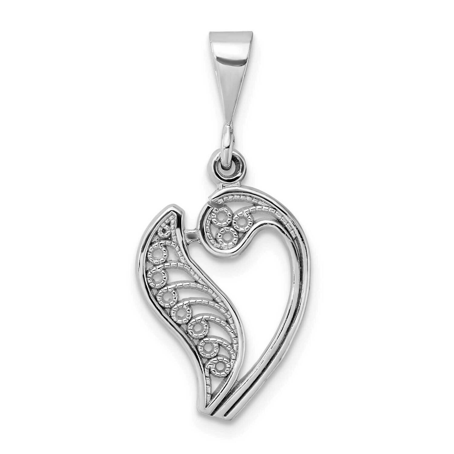 Filigree Initial V Pendant 10k White Gold 10D1281V, MPN: 10D1281V,
