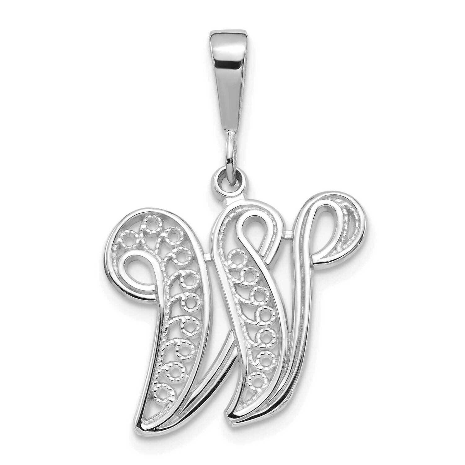 Filigree Initial W Pendant 10k White Gold 10D1281W, MPN: 10D1281W,