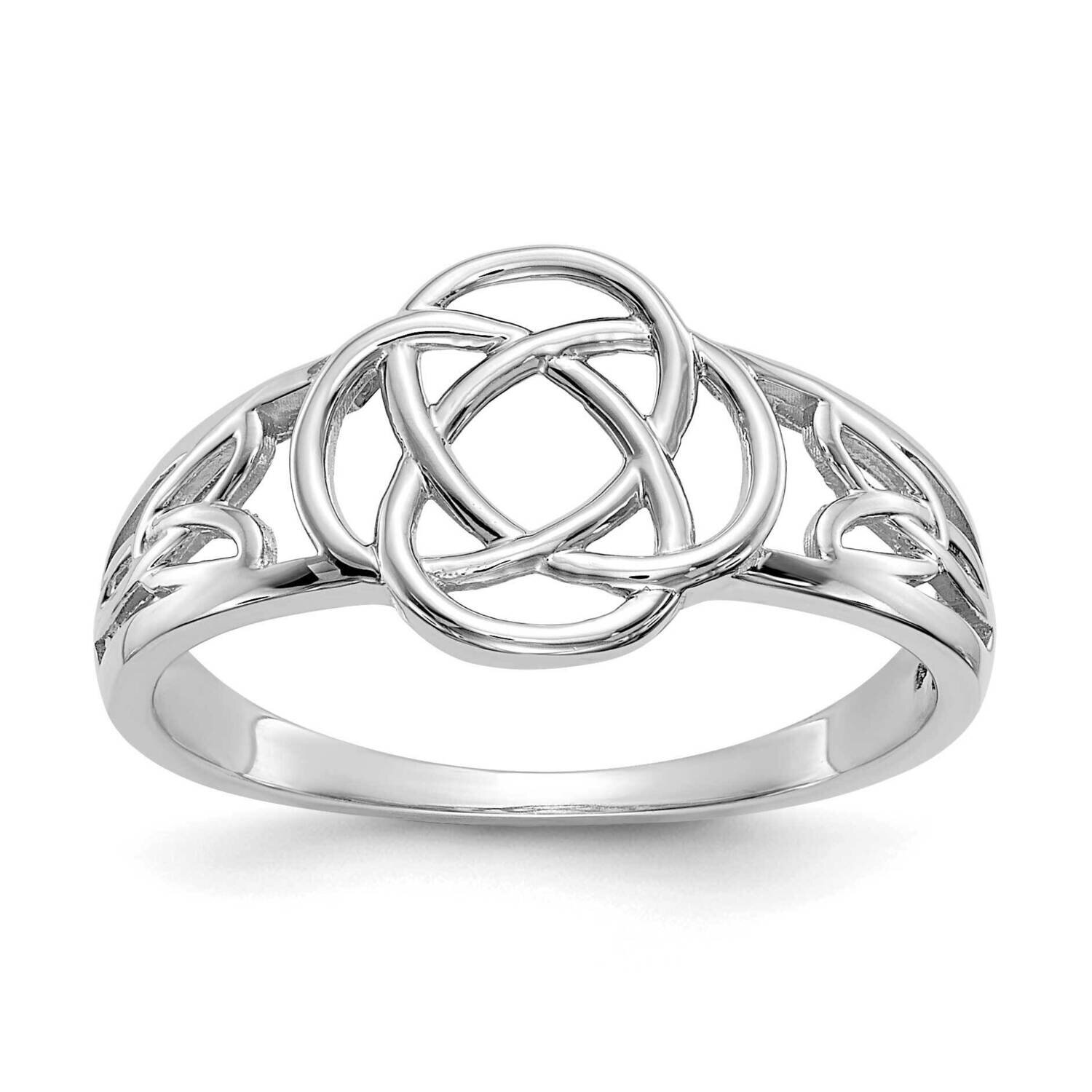 Ladies Celtic Knot Ring 10k White Gold 10D1871
