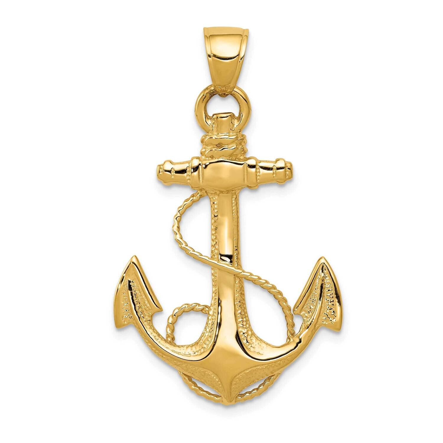 2-D Anchor with Rope Pendant 10k Gold 10D4165