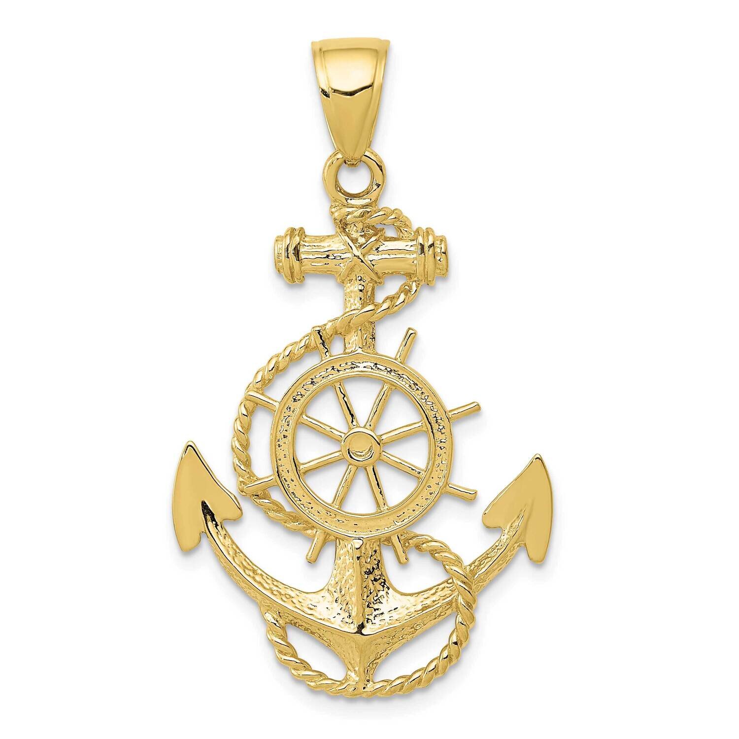 Anchor with Wheel Pendant 10k Gold Large 10K3083