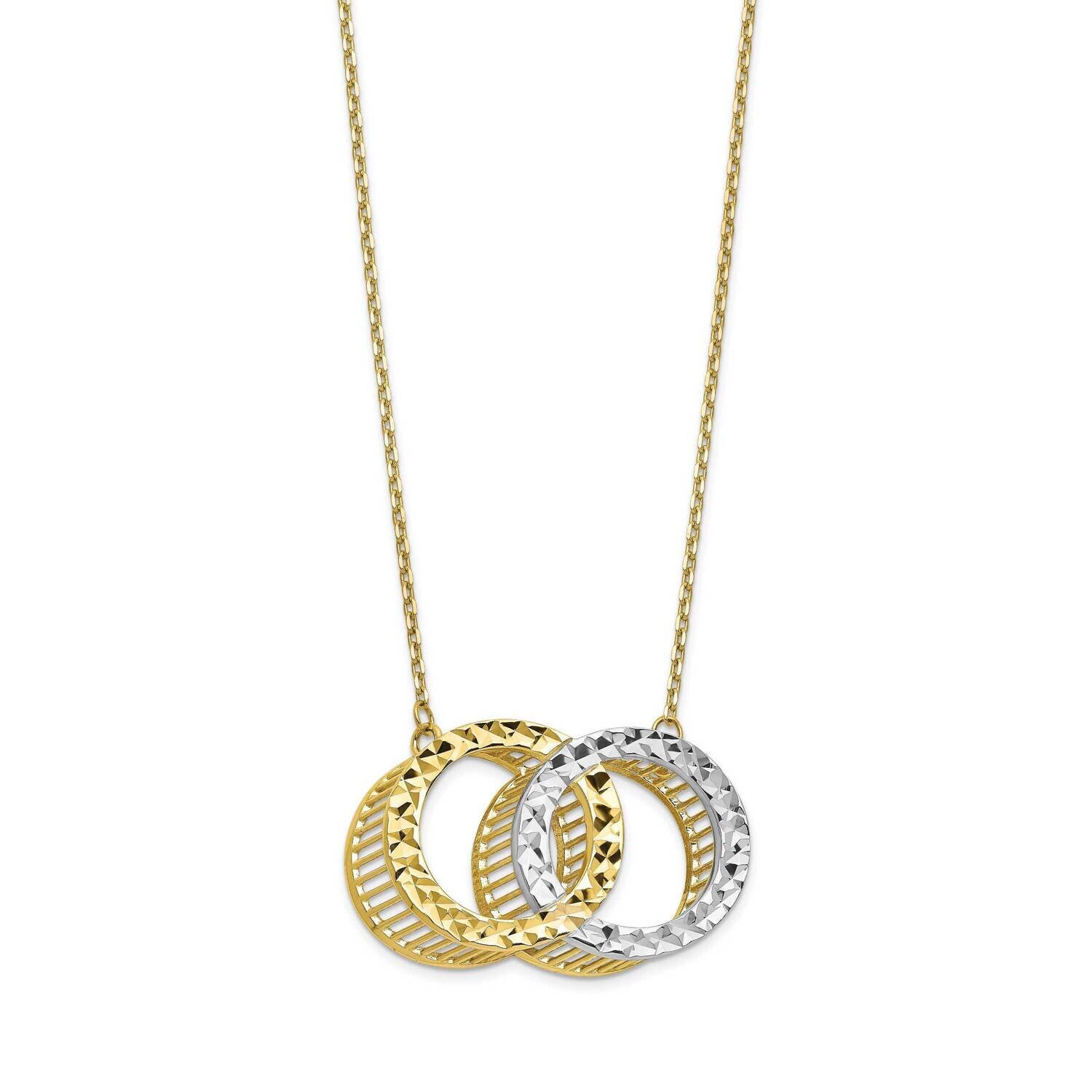 Necklace 10k Gold Rhodium-plated Polished Diamond-cut HB-10LF591-18