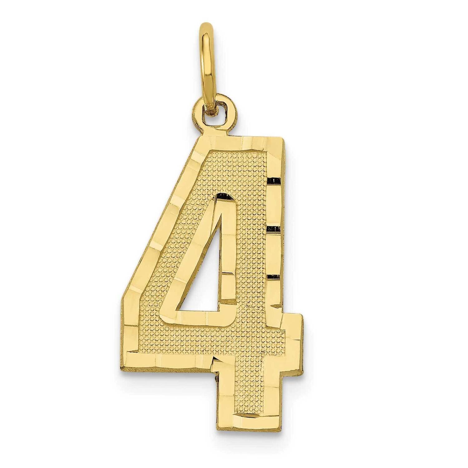 Diamond Cut Number 4 Charm 10k Gold Casted Large 10LN04, MPN: 10LN04,