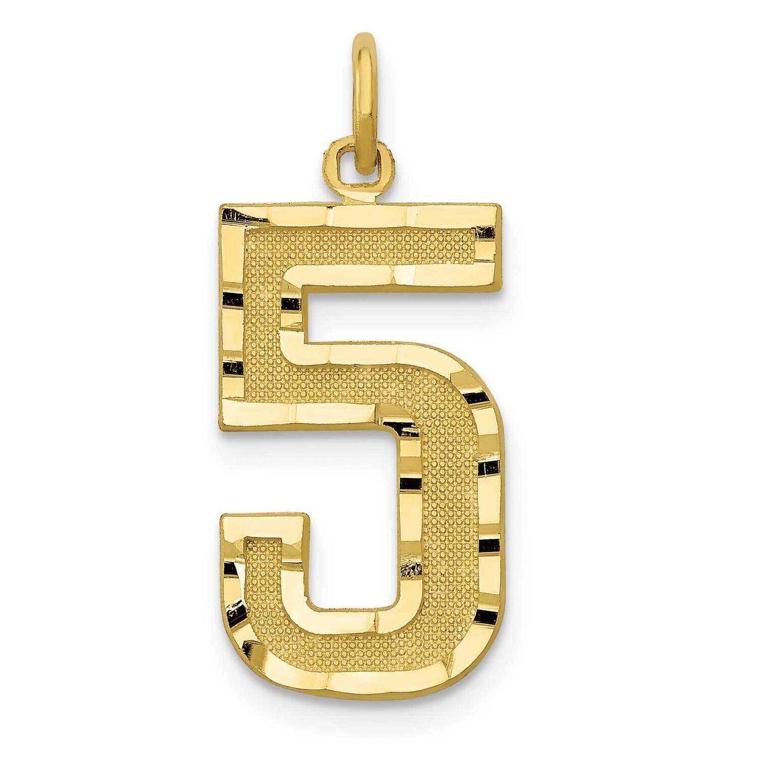 Diamond Cut Number 5 Charm 10k Gold Casted Large 10LN05, MPN: 10LN05,