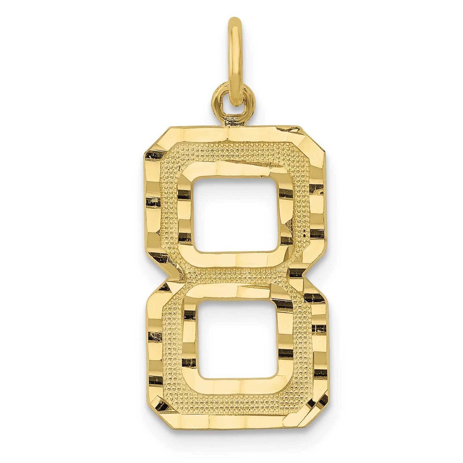 Diamond Cut Number 8 Charm 10k Gold Casted Large 10LN08, MPN: 10LN08,
