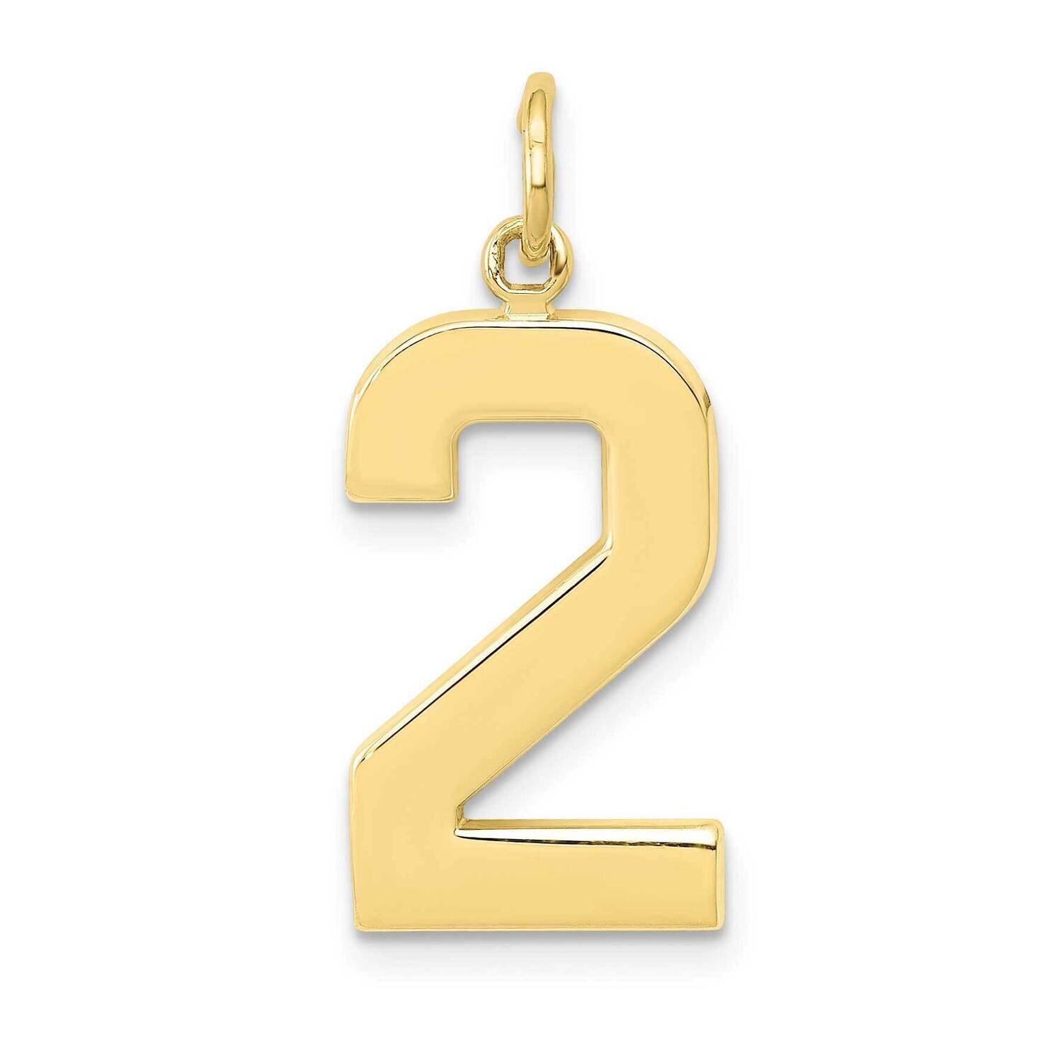 Polished Number 2 Charm 10k Gold Casted Large 10LP02, MPN: 10LP02,