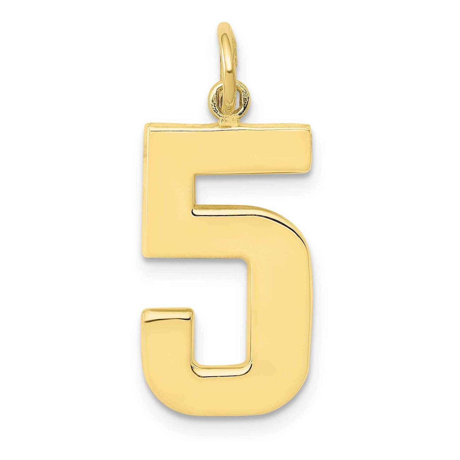 Polished Number 5 Charm 10k Gold Casted Large 10LP05, MPN: 10LP05,