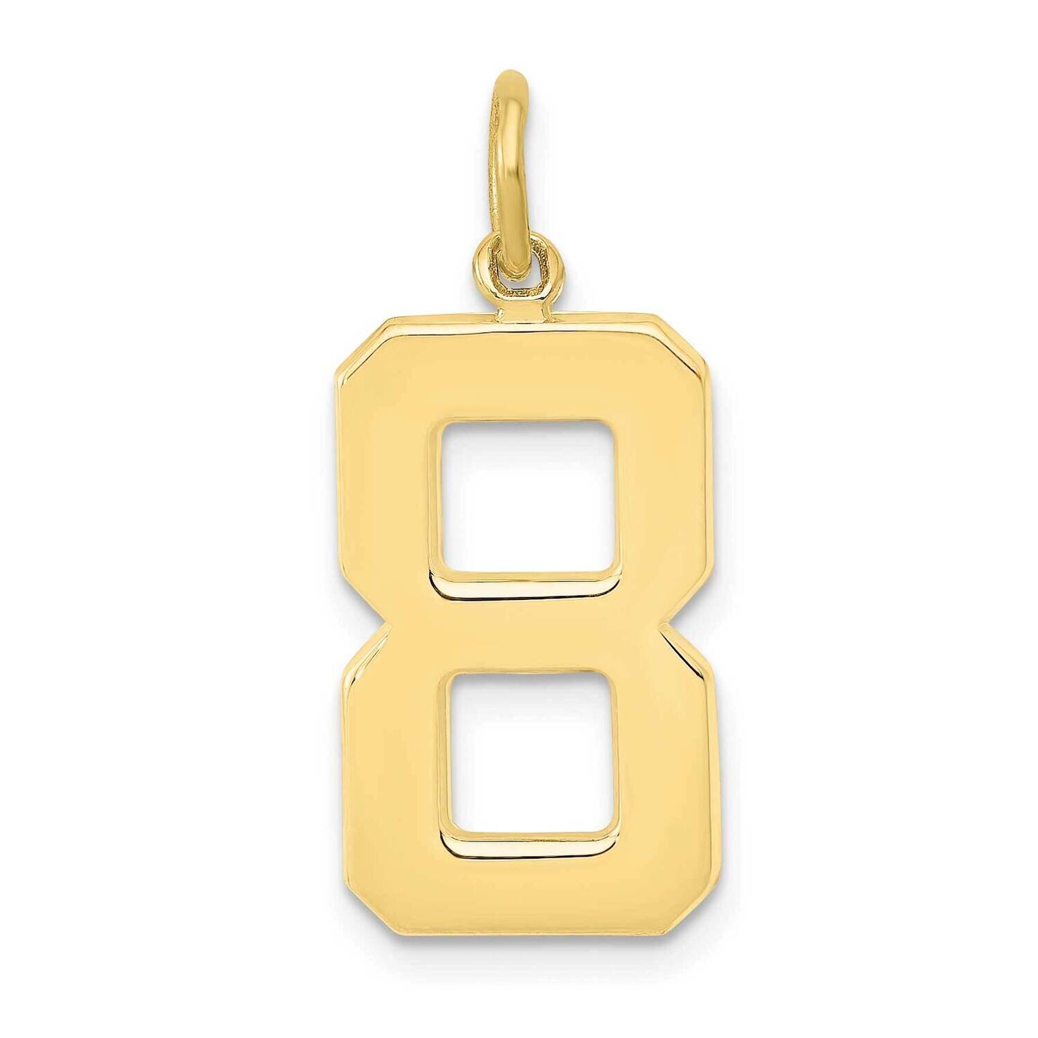 Polished Number 8 Charm 10k Gold Casted Large 10LP08, MPN: 10LP08,
