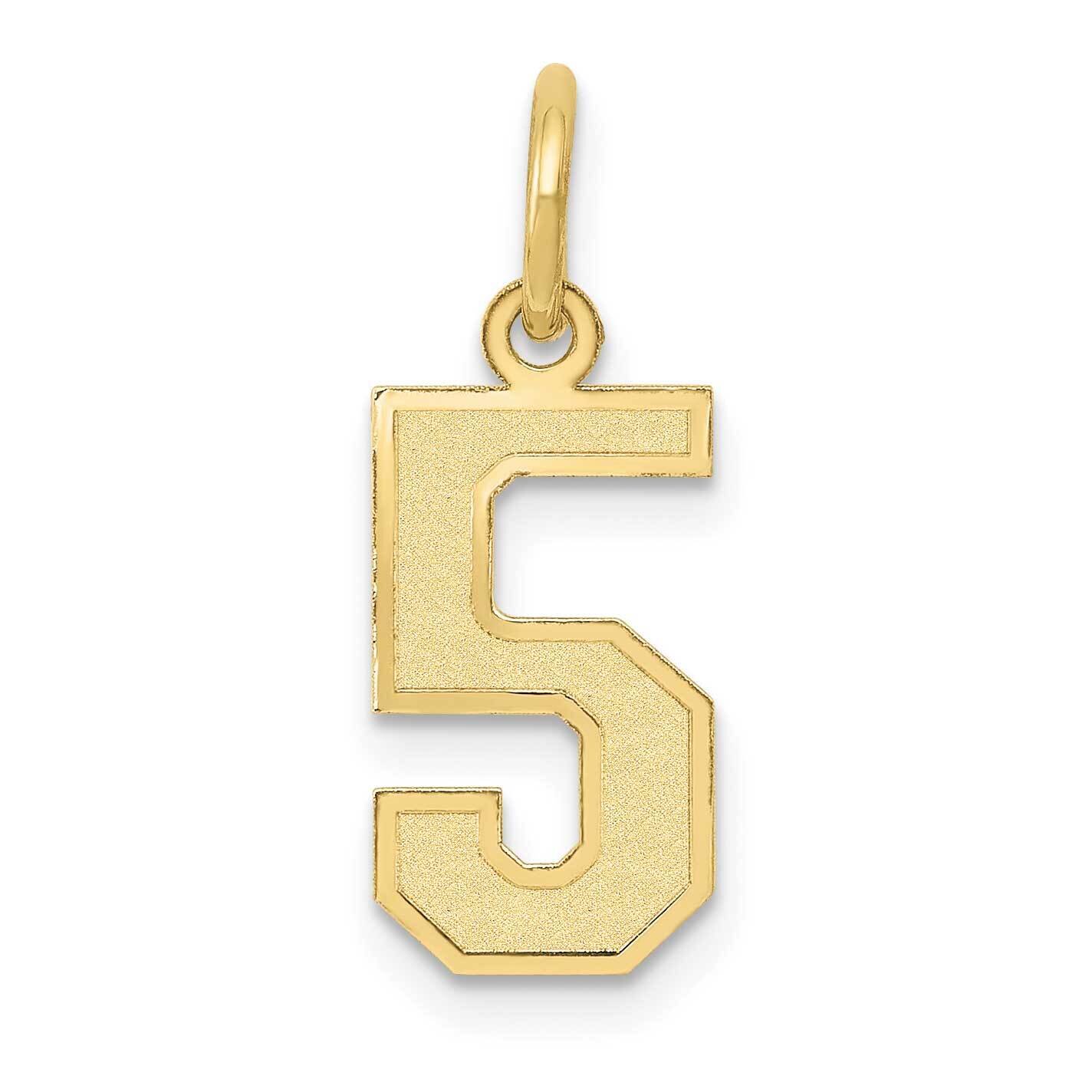 Number 5 Charm 10k Gold Small Satin 10LSS05, MPN: 10LSS05,