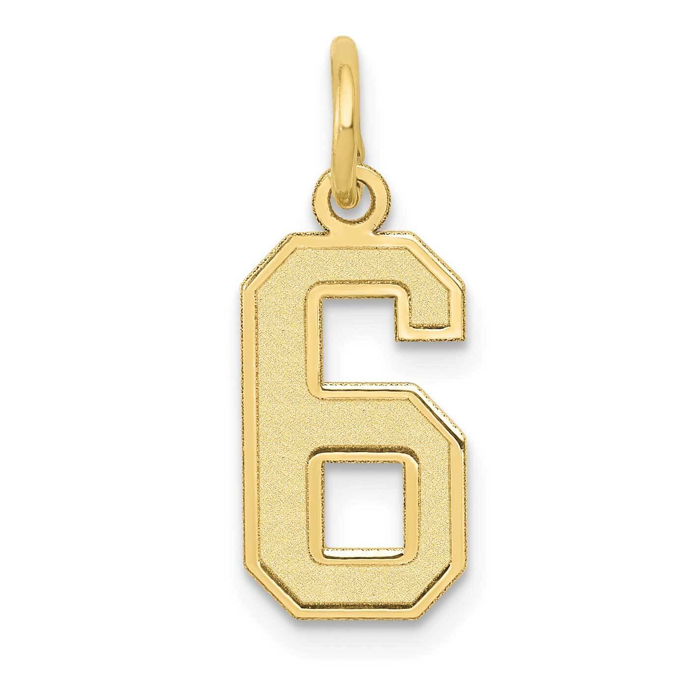 Number 6 Charm 10k Gold Small Satin 10LSS06, MPN: 10LSS06,