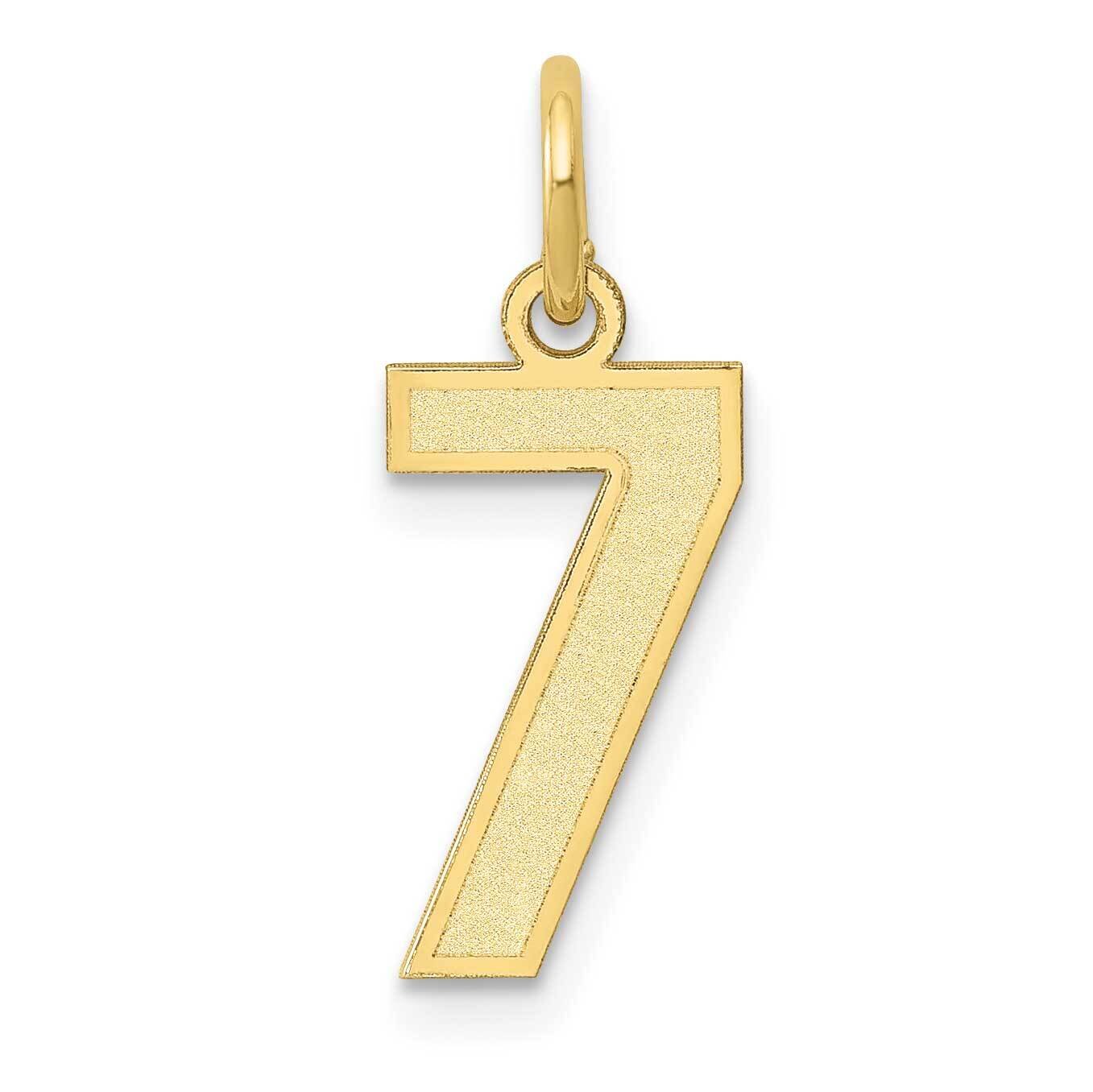 Number 7 Charm 10k Gold Small Satin 10LSS07, MPN: 10LSS07,