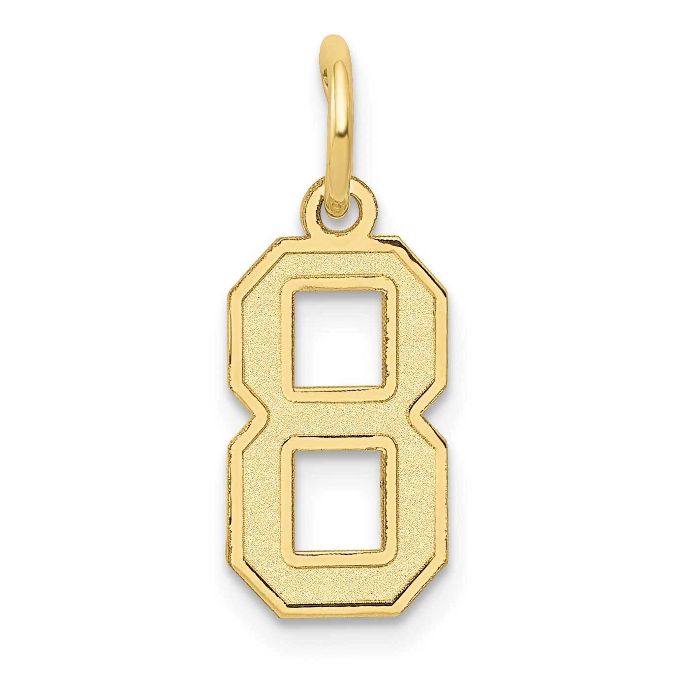 Number 8 Charm 10k Gold Small Satin 10LSS08, MPN: 10LSS08,