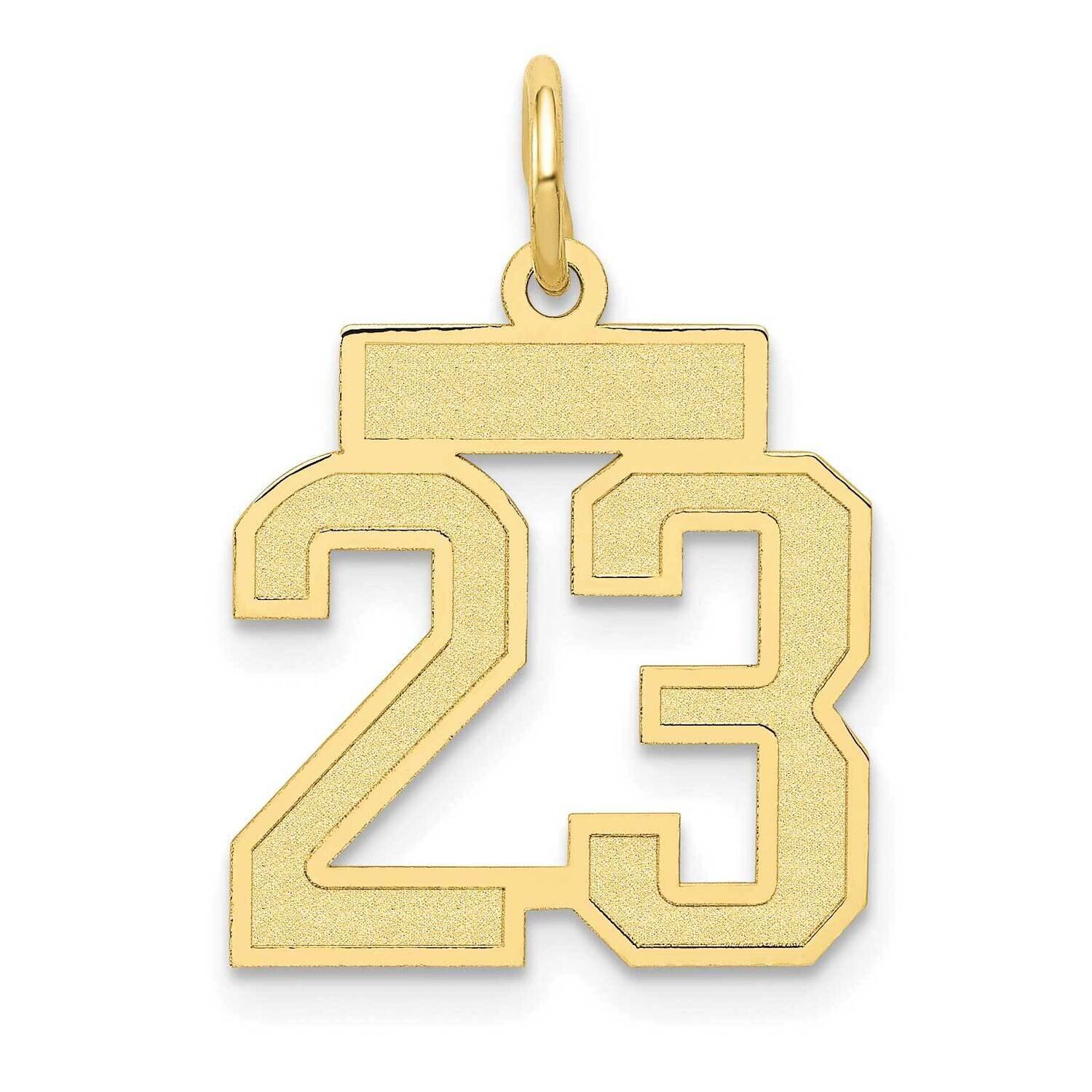 Number 23 Charm 10k Gold Small Satin 10LSS23