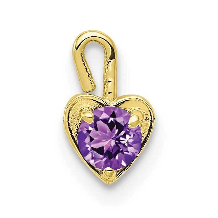 February Synthetic Birthstone Heart Charm 10k Gold 10M344