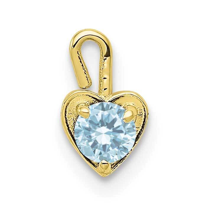 March Synthetic Birthstone Heart Charm 10k Gold 10M345