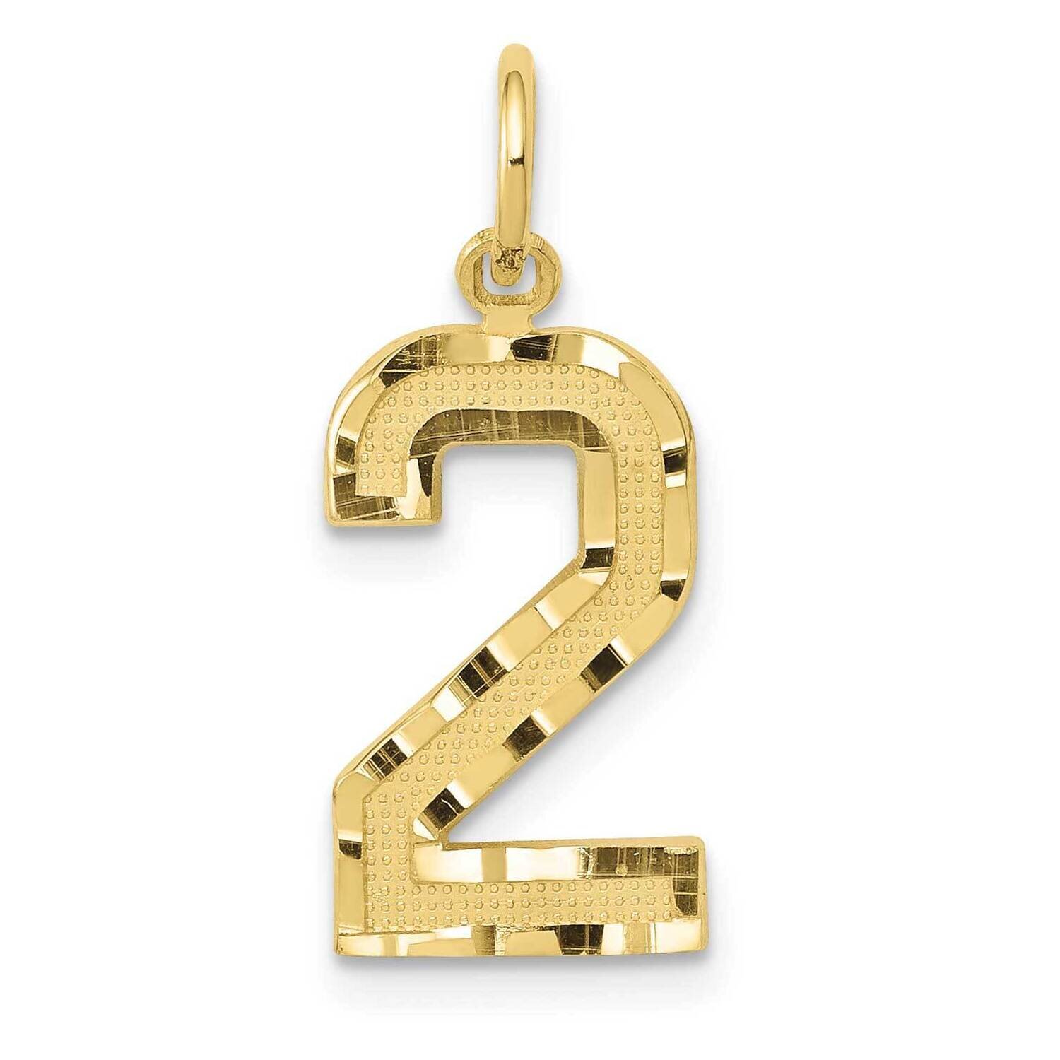 Diamond-Cut Number 2 Charm 10k Gold Casted Medium 10MN02, MPN: 10MN02,