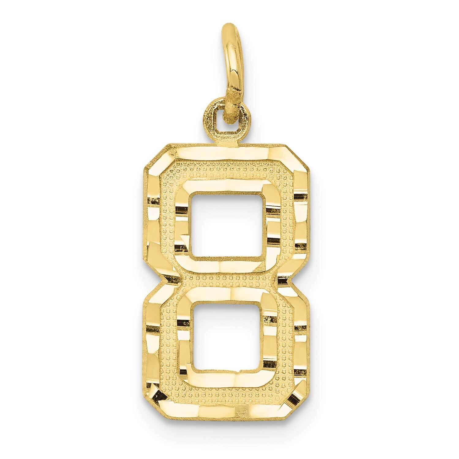 Diamond-Cut Number 8 Charm 10k Gold Casted Medium 10MN08