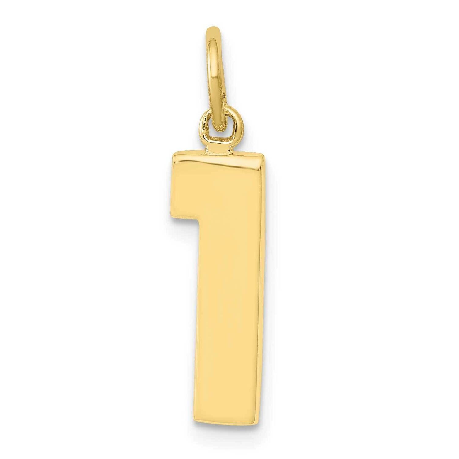 Polished Number 1 Charm 10k Gold Casted Medium 10MP01, MPN: 10MP01,