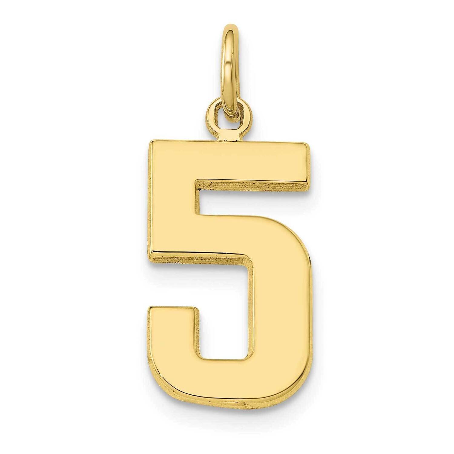 Polished Number 5 Charm 10k Gold Casted Medium 10MP05, MPN: 10MP05,