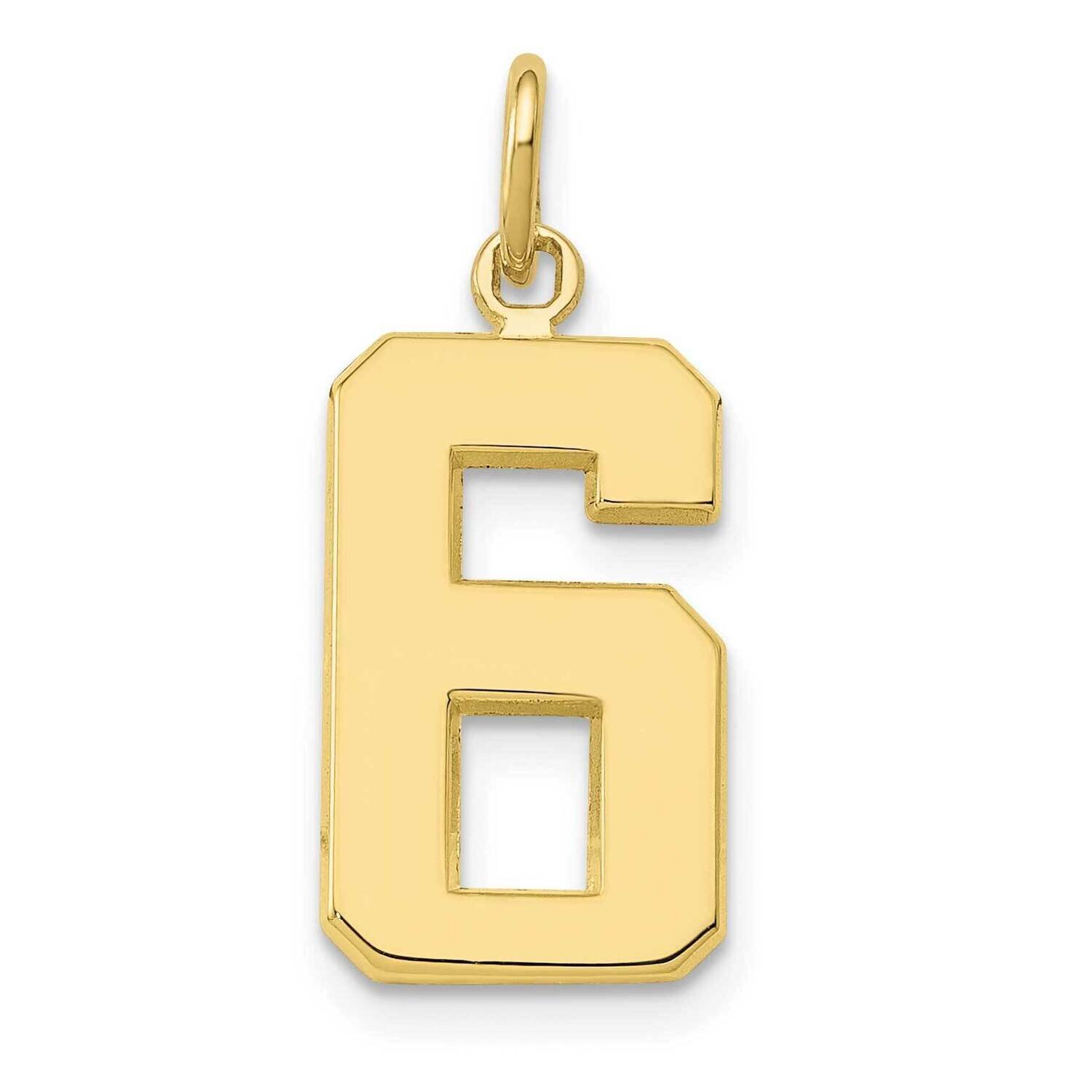 Polished Number 6 Charm 10k Gold Casted Medium 10MP06, MPN: 10MP06,