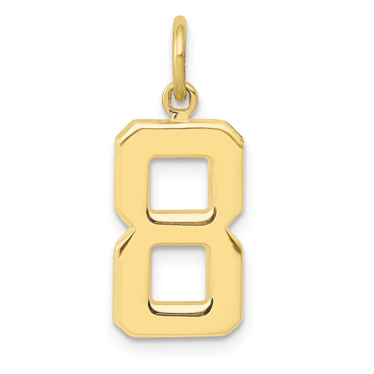 Polished Number 8 Charm 10k Gold Casted Medium 10MP08, MPN: 10MP08,