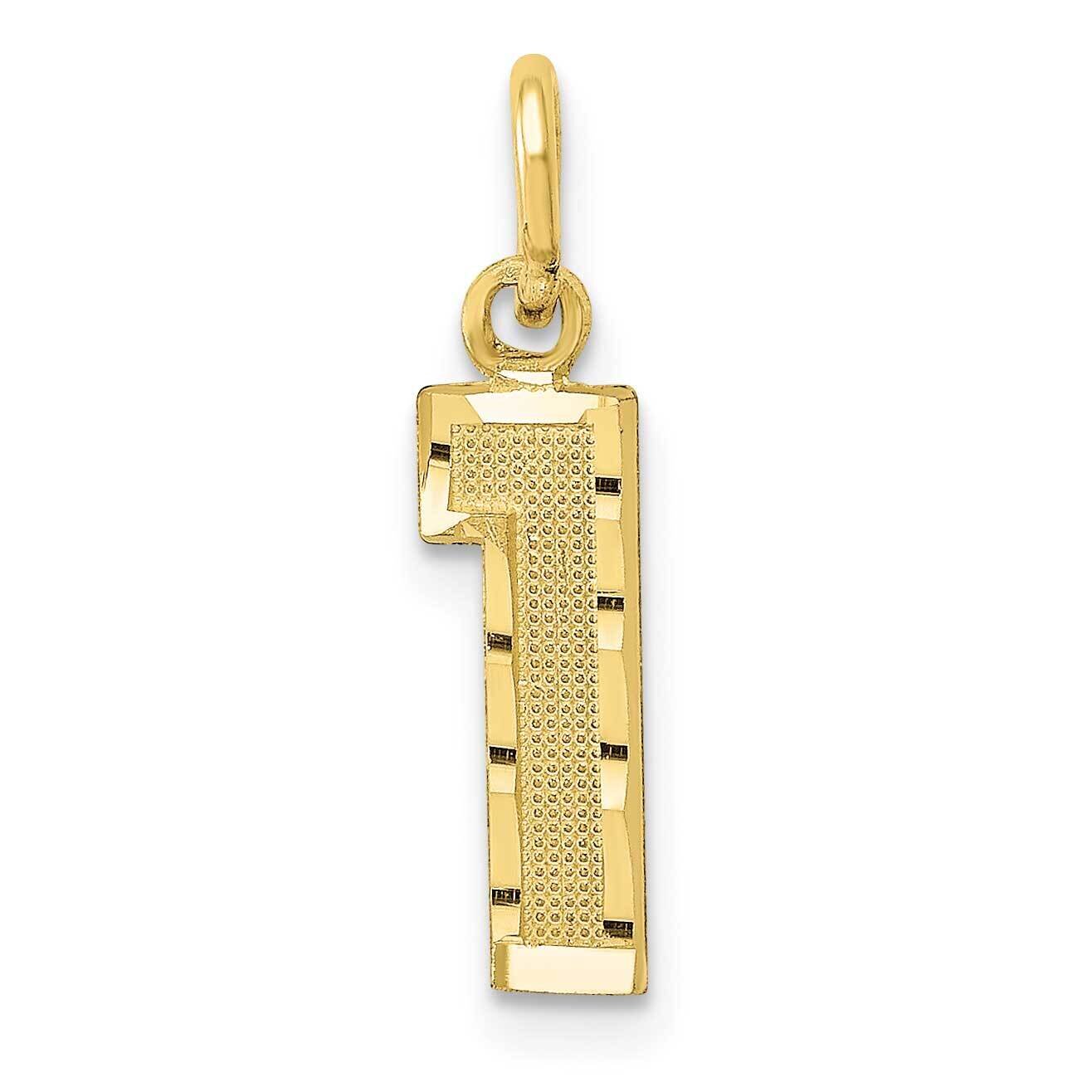 Diamond-Cut Number 1 Charm 10k Gold Casted Small 10SN01, MPN: 10SN01,