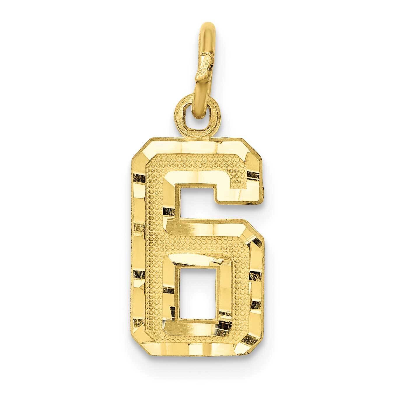 Diamond-Cut Number 6 Charm 10k Gold Casted Small 10SN06, MPN: 10SN06,