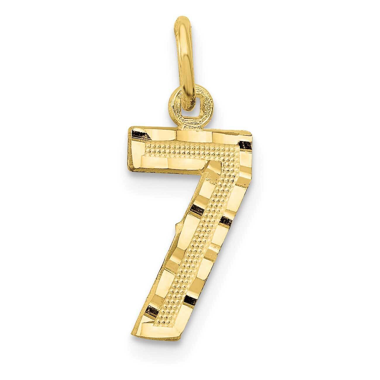 Diamond-Cut Number 7 Charm 10k Gold Casted Small 10SN07, MPN: 10SN07,