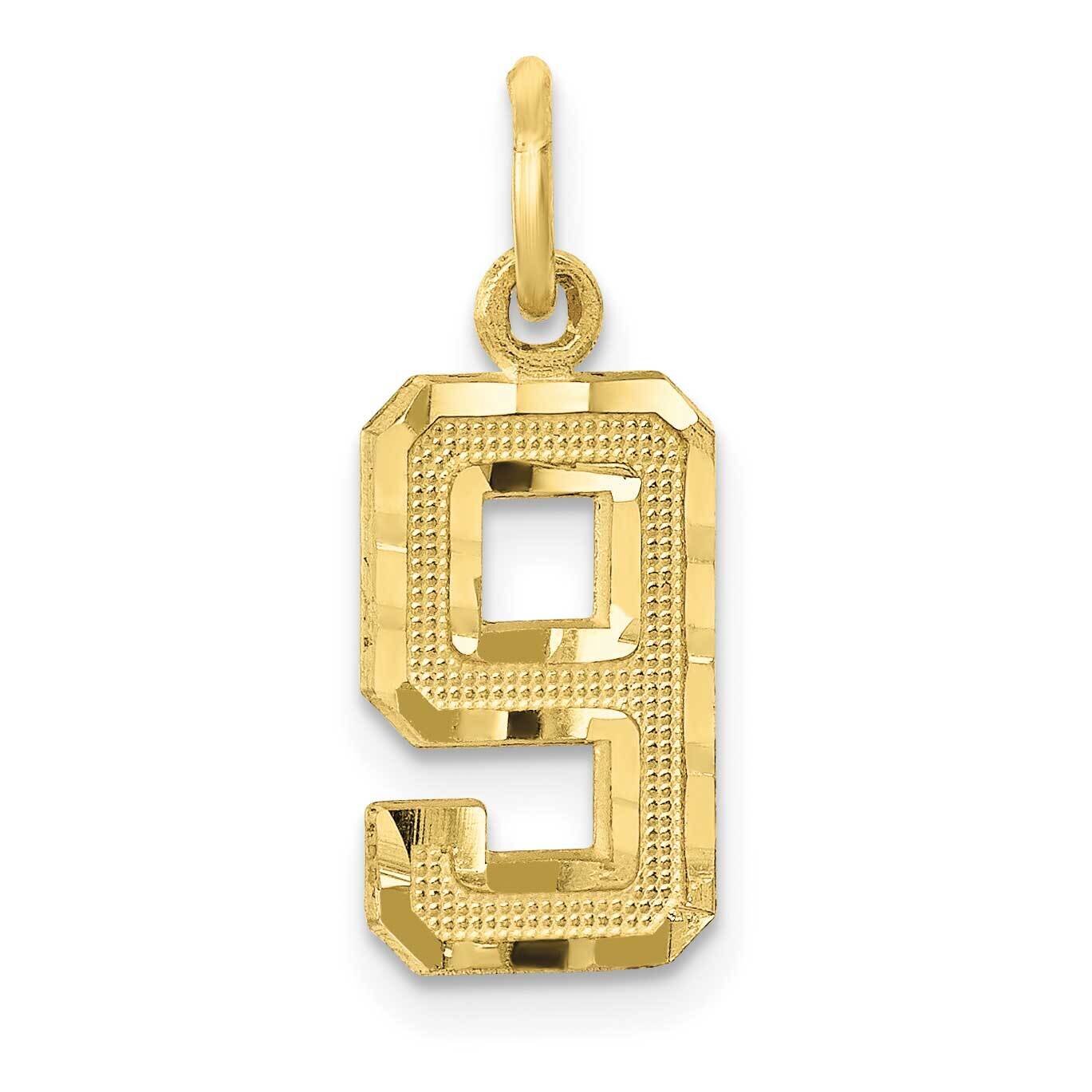 Diamond-Cut Number 9 Charm 10k Gold Casted Small 10SN09