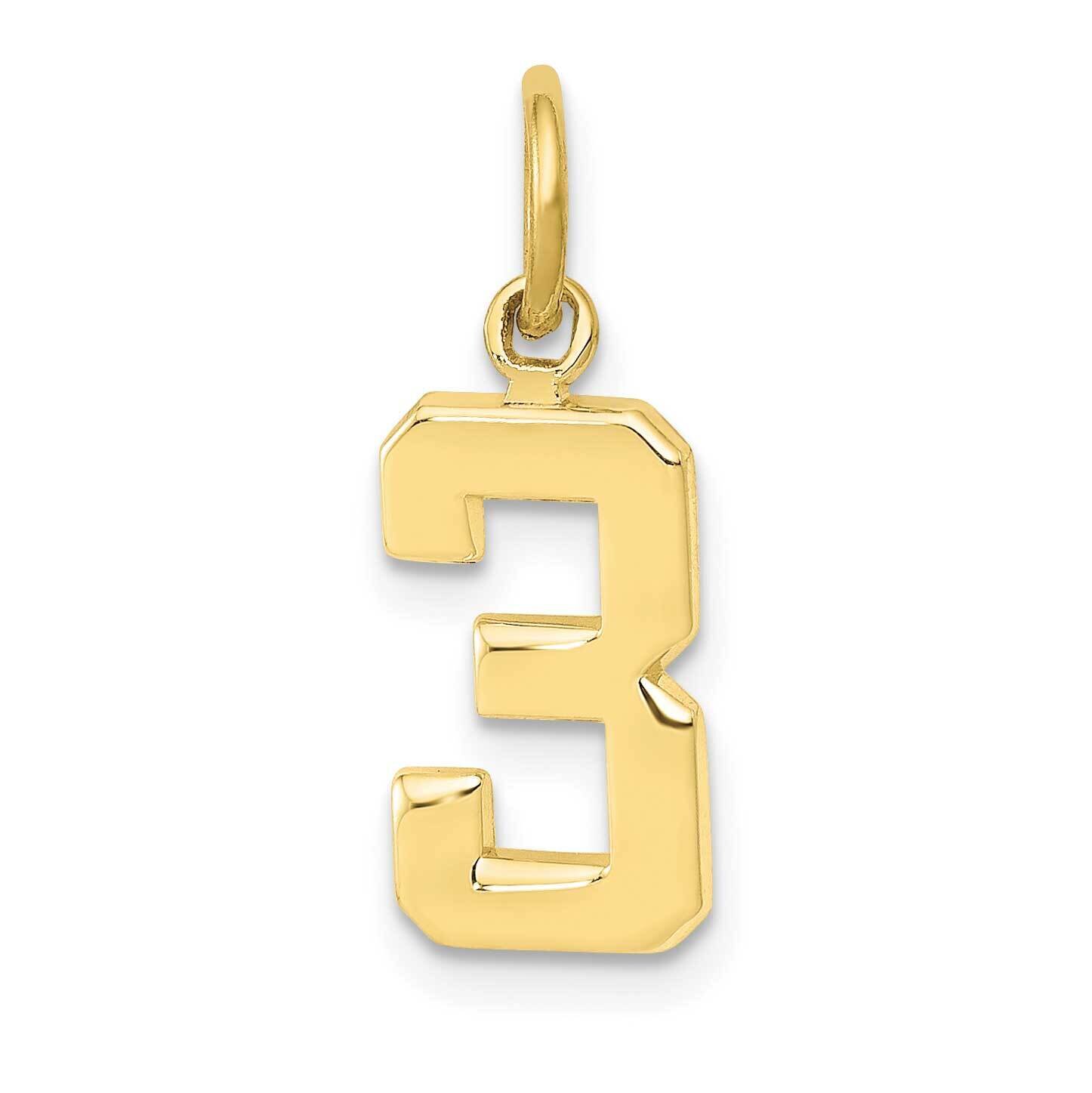 Polished Number 3 Charm 10k Gold Casted Small 10SP03, MPN: 10SP03,