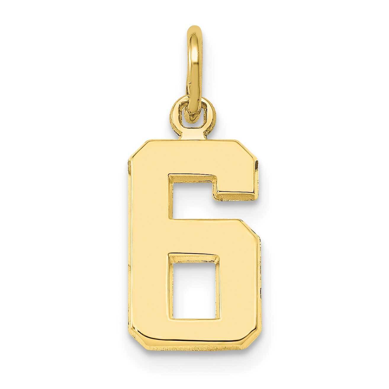 Polished Number 6 Charm 10k Gold Casted Small 10SP06, MPN: 10SP06,