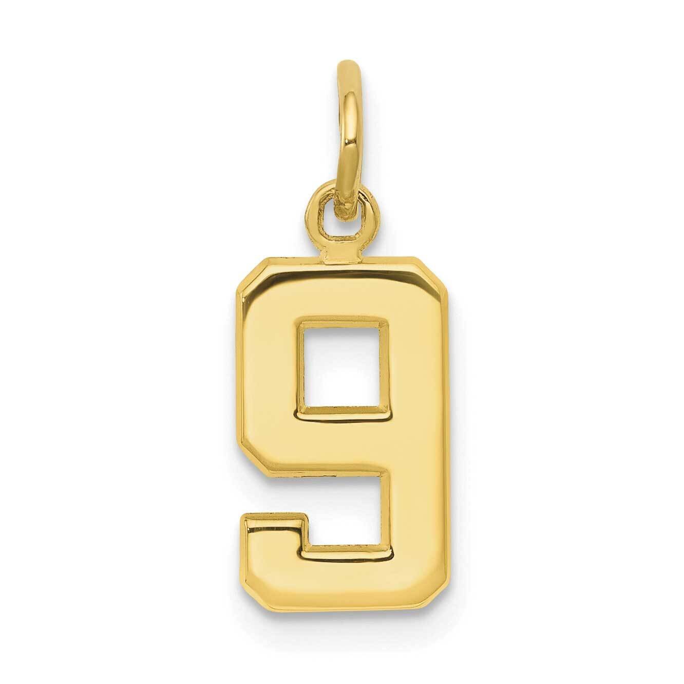 Polished Number 9 Charm 10k Gold Casted Small 10SP09